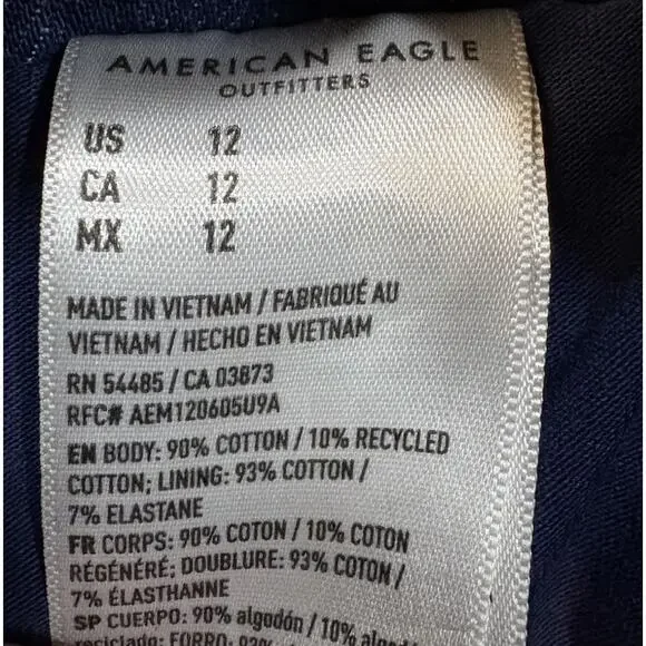 American Eagle Pleated Mini Skort Blue Denim Jean Skirt Belted Women’s Size 12 - Picture 7 of 7